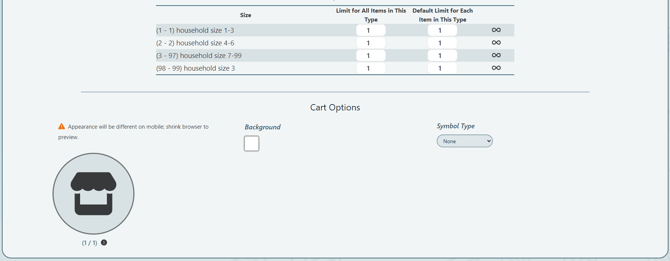 New Inventory Item Type Page Online Options