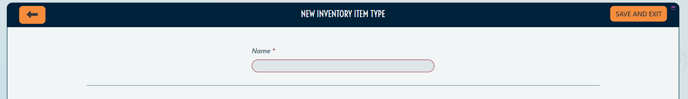 New Inventory Item Type Page Required