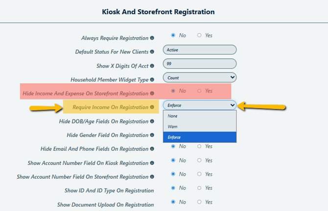 Require Income Setting