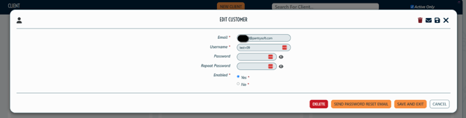 edit customer screen