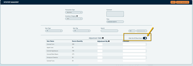 hide out of stock enabled
