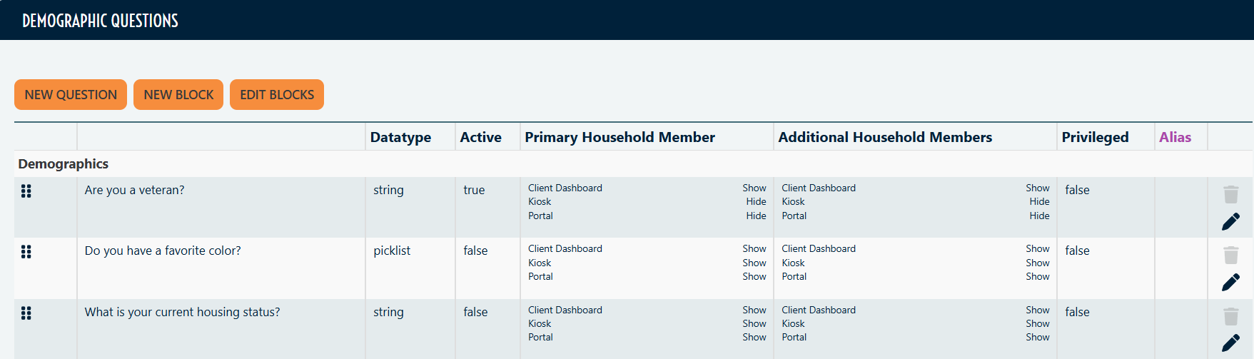 Screenshot of PantrySoft Demographic Questions