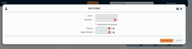 new customer screen empty